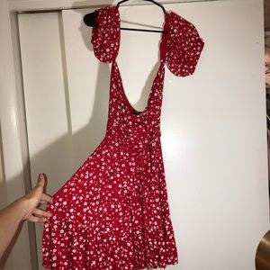 Prettylittlething red floral dress brand new